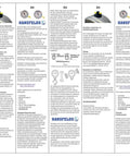 Hansfields label insert showing multilingual installation diagrams for pressure gauges with Hansfields logo
