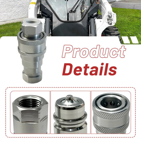 Half Inch ISO 5675 Agriculture Hydraulic Quick Connect Couplers With Poppet Valve, Half Inch NPT Thread, 3600 PSI, High Flow Up To 24 GPM, Heavy Duty Farm Grade Quick Disconnect, Fits Parker 8010 Four And Pioneer Four Thousand Series