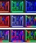 PC case with Addressable RGB LED Strip Kit With Silicon Diffused Neon Tubing displaying various vibrant neon colors