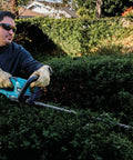 Man trimming hedge with 18V LXT Cordless Hedge Trimmer With 24 Inch Dual Action Blade Tool Only No Gas No Mess No Emissions