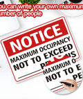 Maximum Occupancy Safety Sign Red For Restaurants And Businesses Durable Vinyl With Permanent Adhesive Waterproof UV