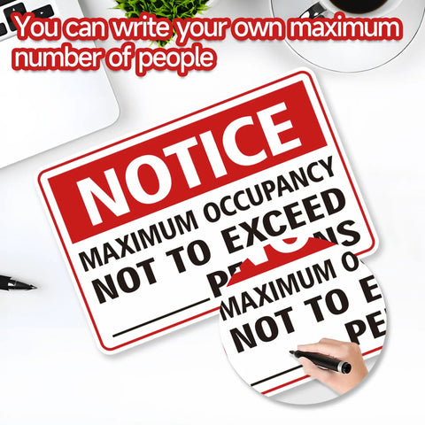 Maximum Occupancy Safety Sign Red For Restaurants And Businesses Durable Vinyl With Permanent Adhesive Waterproof UV