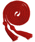 Red 68 Inch Graduation Honor Cord With Tassels At Both Ends, Durable Polyester Yarn, Knotted Ends, Classic Ceremony Accessory For Grads