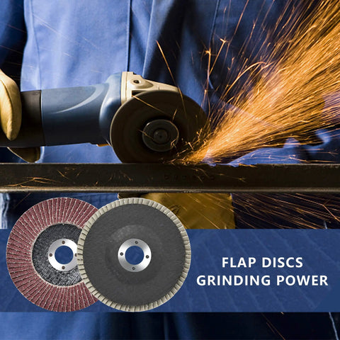 4 Inch Flap Discs Set For Angle Grinders, 20 Pcs Assorted Grit 40 60 80 120, premium aluminum oxide, sparks flying during metal grinding