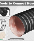 2 Inch Silicone Coated Fiberglass Air Duct Hose, 3.3 Feet Long, Flexible Cooling Ducting With Sprung Steel Wire, Black