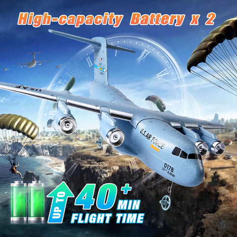 C17 Globemaster III RC Plane Ready To Fly 2.4 GHz Remote Control Aircraft With 6 Axis Gyro Stabilizer flying over cliffs