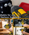 Beater Proof 21V Brushless Cordless Impact Driver Kit Yellow 2655 Inch Pounds Peak Torque in use on various materials.