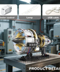 Dope Aircraft Engine Building Kit That Actually Works For Adults With App Control Mini Turbojet Model Kit on table with USB cable and light.