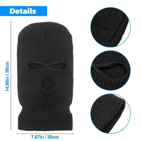 2 Pack 3 Hole Full Face Mask Balaclava Ski Mask For Winter Outdoor Sports Soft Polyester Cotton Face Cover, detailed view.