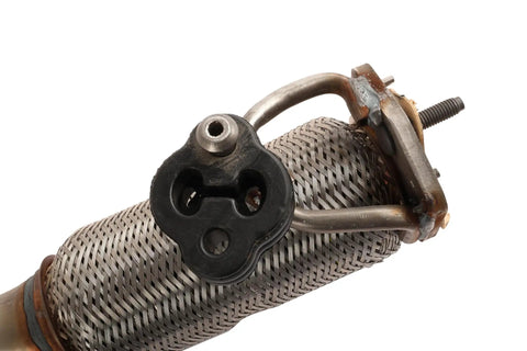 Close-up of GM Catalytic Converter Kit With Exhaust Manifold Pipe 19420256 Direct Fit OE Replacement connection point.