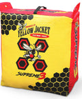 Yellow Jacket Supreme 3 Archery Target Bag Dual Sided 23 By 12 Inches front view showing bee design and hexagonal pattern