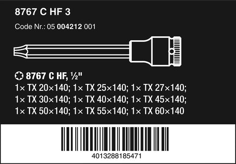 Illustration of Torx HF Zyklop 3 Bit Socket Set One Half Inch Drive Holding Function 9 Piece Non Impact Sockets