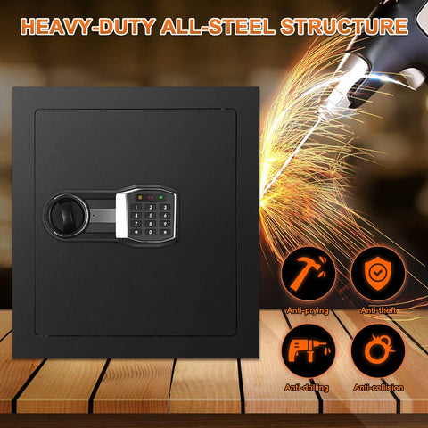 17.71 Inch Fireproof Hidden Wall Safe With Numeric Keypad and Spare Keys featuring heavy-duty all-steel structure