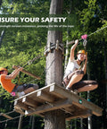 People using Heavy Duty Zipline Pulley Kit With 30kN Capacity And 6700 Lbs Tandem Dual Trolley for backyard zipline.