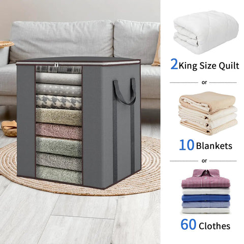 Massive 120L Blanket Storage Bags With Reinforced Handles Breathable 100 GSM Fabric Keep King Comforters Pillows And Sheets Fresh
