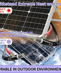 Close-up of 2x 50ft 10AWG solar panel wire kit in black and red with tinned copper cables against heat and cold resistant background.