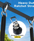 Heavy duty ratchet strap with 5400 lb breaking strength for Backyard Slackline Swing Set With 40 Inch Saucer Swing Between Trees