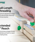 Close-up of Rock Solid 2 Inch Dovetail Track Screws and Wing Knob Kit for woodworking jigs with 2 inch knobs.