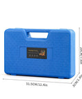 Blue plastic case for Valve Spring Compressor Kit For Cars, Bikes, ATVs And Small Engines, 10 Piece Clamp Tool Set, with measurements