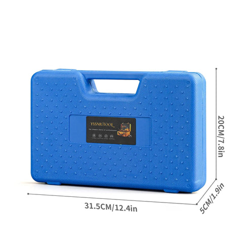 Blue plastic case for Valve Spring Compressor Kit For Cars, Bikes, ATVs And Small Engines, 10 Piece Clamp Tool Set, with measurements