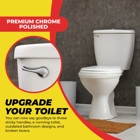 Front Mount Chrome Toilet Handle Replacement Kit With 2 Inch Universal Flapper And Stainless Steel Flapper Chain on toilet