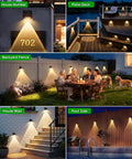 Make Your Outdoors Slay With These Big Time Solar Fence Lights 10 Pack Waterproof LED Lighting Featuring 10 Modes And 9 Colors Ideal For Deck Railing Patio Walls And Garden Steps Right Now, displayed on house walls, patios, and fences.