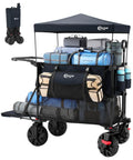 Double Deck Folding Wagon With Canopy And 400L All Terrain Large Capacity Heavy Duty Cart 450 Pound Load Brakes loaded with bags