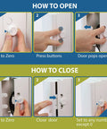 Instructions for opening and closing Baby Safe Power Strip Cover And Outlet Box Bundle For Floor Or Wall Mount Keeps Kiddo Hands Safe.