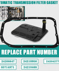4L80E Automatic Transmission Filter Kit With Oil Pan Gasket For Chevy Silverado Suburban GMC Sierra Yukon Escalade Replaces 24208847 24210956 Keeps Transmission Fluid Clean And Extends Transmission Life with replacement part numbers shown