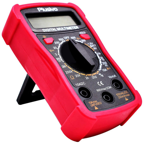 Red Digital Multimeter Tester 2000 Counts for AC DC Voltage, Resistance, Current, Continuity and Diode Tests With Probes