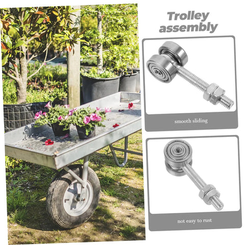 Heavy Duty Steel Sliding Door Rollers Built Rock Solid Glide Like Butter Replace Your Worn Window Pulleys With These 50 Kg Support Trolley Wheels In Clean Silver Steel on gardening trolley with flowers.