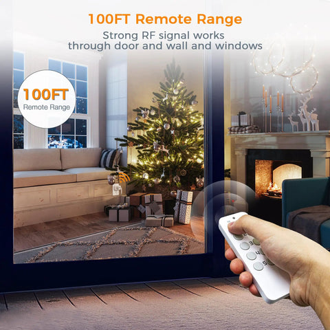 Wireless Remote Control Outlet Kit With 2 Remotes And 5 Outlets, Easy Plug And Play, A No Brainer For Controlling Hard To Reach Appliances From Sofa Or Bed, Ideal For Seniors And Pregnant Women, 100 Ft Range, remote in hand