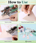 Step-by-step guide using All In One Grommet Eyelet Pliers Kit For 3mm And 5mm Eyelets Includes 160 Metal Grommets And Case Heavy Duty Rivet Press Setter Tool For Leather Tarp Sign Banner Cloth Belt Craft Projects