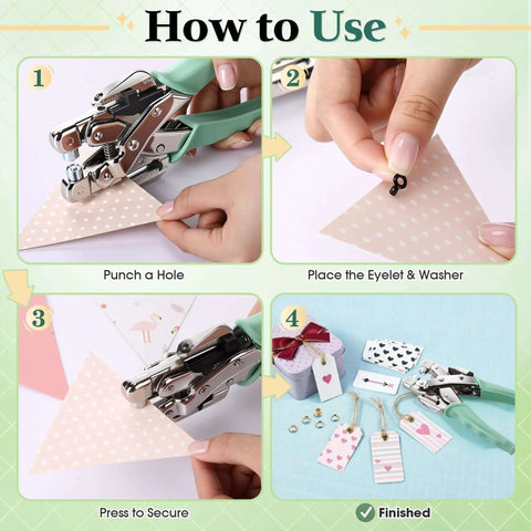 Step-by-step guide using All In One Grommet Eyelet Pliers Kit For 3mm And 5mm Eyelets Includes 160 Metal Grommets And Case Heavy Duty Rivet Press Setter Tool For Leather Tarp Sign Banner Cloth Belt Craft Projects