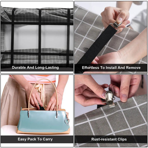 Hidden Strap Tablecloth Clips For Windy Picnics And Thick Indoor Outdoor Tables Invisible Design Keeps Your Tablecloth Secure Without Visible Clips On Any Surface. Features durable construction, easy installation, portability, rust-resistant clips.