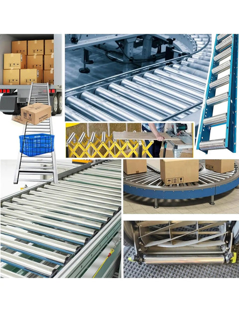 Unpowered Galvanized Roller Conveyor Workhorse For Packaging And Material Handling, 15x19x0.8x2.5 Cm, silver roller conveyor for warehouse sorting