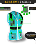 Diagram of Womens Hi Viz Safety Vest With 9 Pockets, Class 2 Reflective ANSI OSHA Rated, Snug Fit Construction Gear