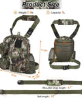 Front and back views of Rugged Tactical Shoulder Bag For Outdoors Crossbody Sling Chest Pack with 5L capacity and 47" strap.