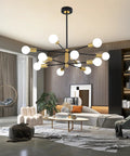 12 Light Modern Sputnik Chandelier in Black and Gold With Adjustable Branch Height E26 Base Pendant Lighting for living room
