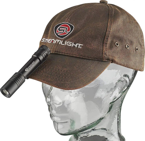 MacroStream USB Rechargeable EDC Flashlight With 500 Lumens And 2000 Candela Compact Pocketable LED Light clipped on cap