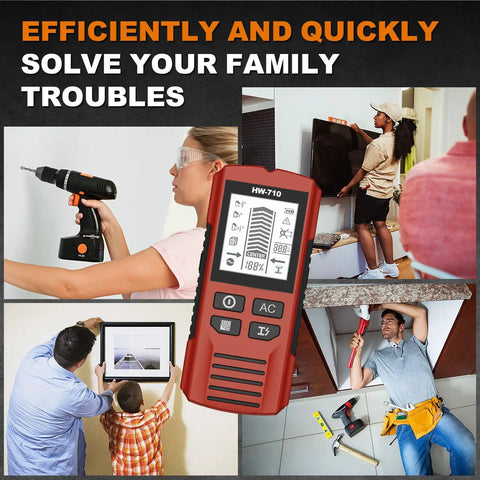 Professional Studs Finder with Multiple Depth Setting for Location of Hide Structures Behind Wall and Ceilings Electric Wire Transducer for Partitions in use during home installations.