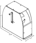 Diagram of Easy Reel Cord Spooler for 30 Amp and 50 Amp Power Cords Tall Black Space Saving Reel System, showing dimensions