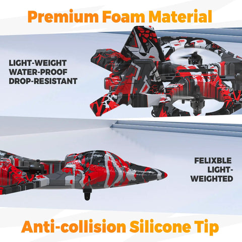 Foam Remote Control Plane For Kids And Beginners Noob Friendly With LED Lights Altitude Hold 360 Degree Flips Side Propeller Guards