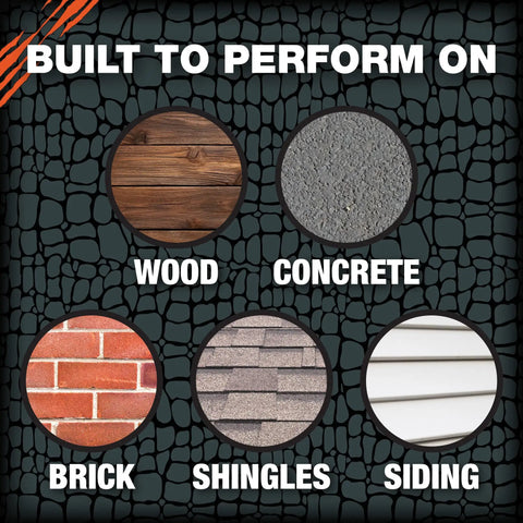 Beast-Mode Duct Tape With Forge-Link Technology used on wood, concrete, brick, shingles, and siding surfaces.