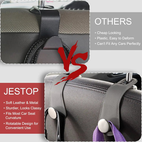 Comparison of Badass Leather Car Headrest Hooks Two Pack Hella Sturdy Seat Storage Hangers For Bags And Groceries Top Shelf Ride Setup Gray.