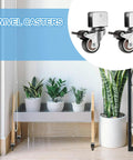 Heavy Duty 1.5 Inch Swivel Caster Wheels With Brake, for furniture movement, showcasing brown TPR rubber and clamp design.
