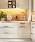 10 Pack Matte Black Square Cabinet Pulls Stainless Steel Kitchen Cupboard And Dresser Handles installed on kitchen drawers
