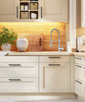 Modern kitchen with 30 Pack Square Cabinet Pulls Matte Black Stainless Steel For Kitchen Cabinets And Dressers installed