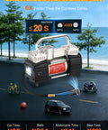 Beast Mode Heavy Duty Digital Tire Inflator 12V Portable Air Compressor Pump with LED light and dual cylinders for fast inflation.