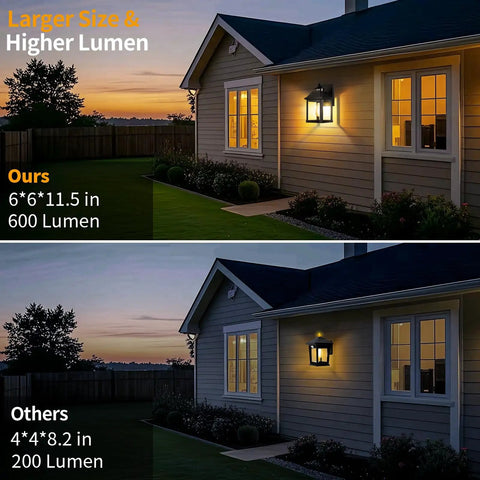 Rock Solid Outdoor Solar Sconce Lights Featuring Integrated Panels For Instant Front Porch Glow And Zero Wiring Hassle Free Weather Resistant Wall Mount Fixtures Straight Up Reliable Dust To Dawn, larger size comparison featuring 600 lumens.